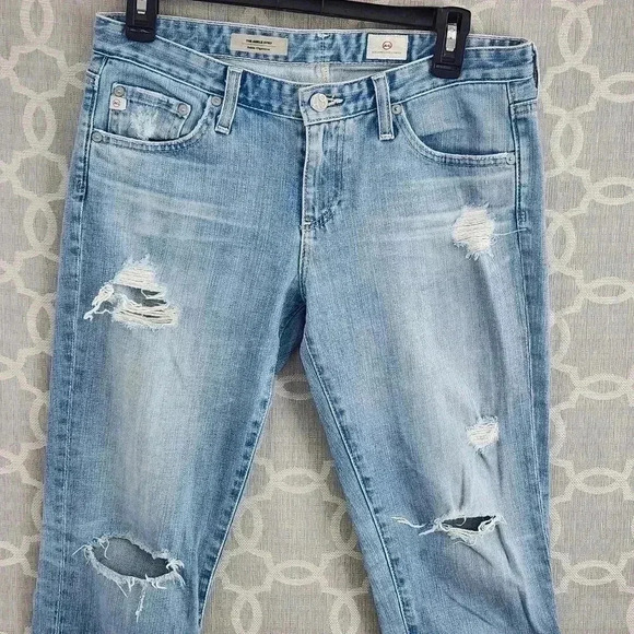 Ag Adriano Goldschmied The Ankle Slit Cigarette Distressed Raw hem Jeans 28 - Picture 3 of 9